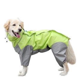 A Raincoat for all small and large dogs; Pet raincoat Medium large dog Golden hair Samo Alaska waterproof four foot raincoat Dog hooded raincoat (colour: Pink, size: 30)