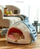 Washable Shark Cat House Cute Pet Sleeping Bed Warm Soft Cat Nest Kennel Kitten Cave