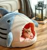 Washable Shark Cat House Cute Pet Sleeping Bed Warm Soft Cat Nest Kennel Kitten Cave